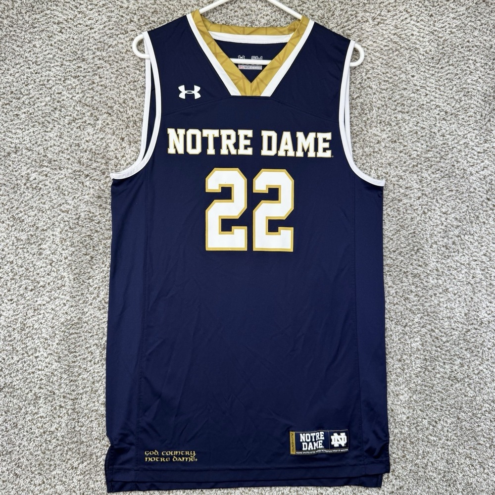 Notre Dame Fighting Irish Basketball Jersey Men's Small Blue #22 Under Armour